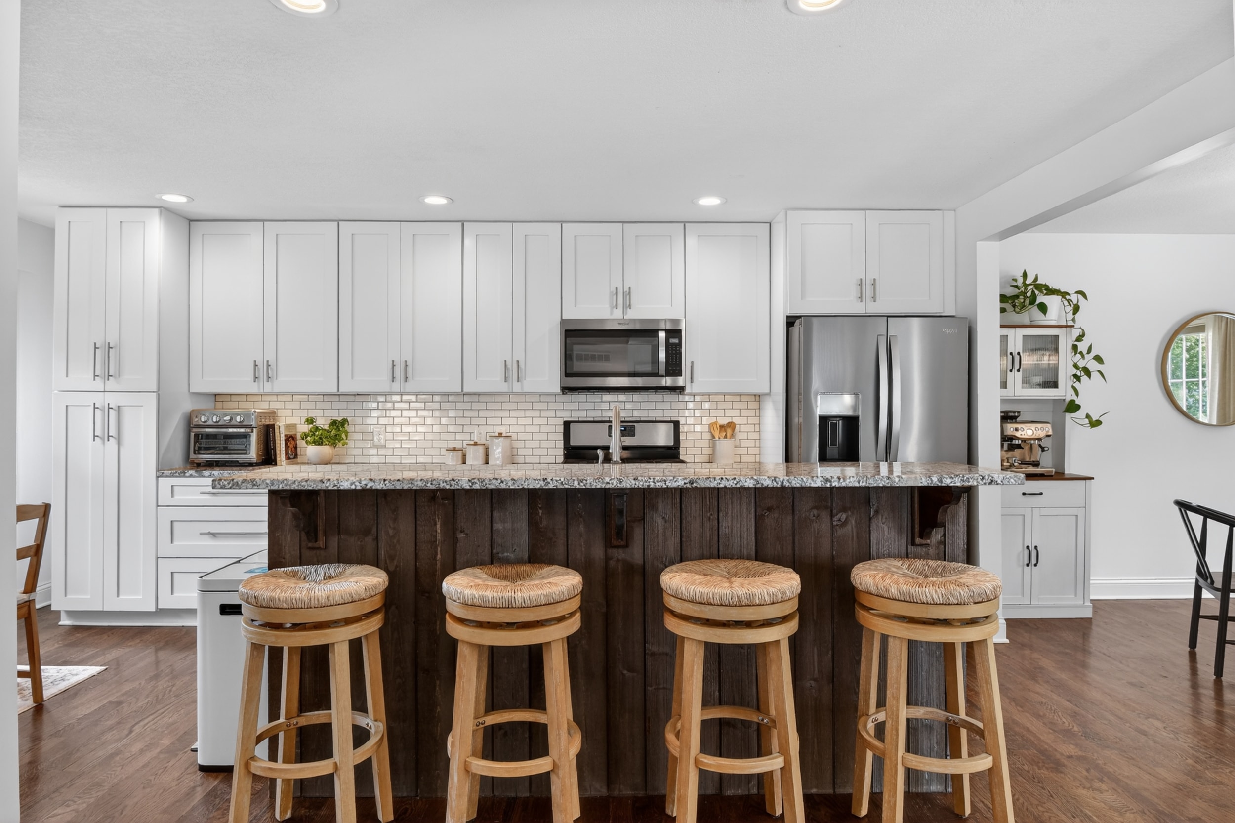 Modern farmhouse with black windows